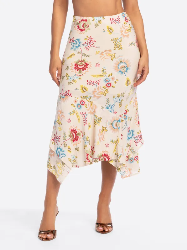 JS Jessica Simpson Nora Bias Skirt in Sandshell Bohemian made by Jessica Simpson