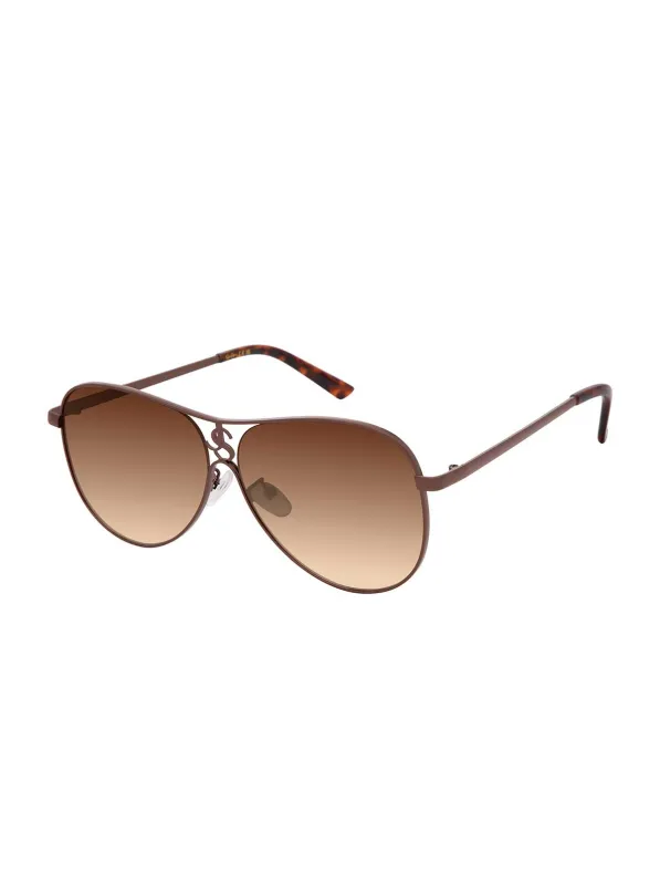 Minimalist Metal Aviator Sunglasses in Bronze made by Jessica Simpson
