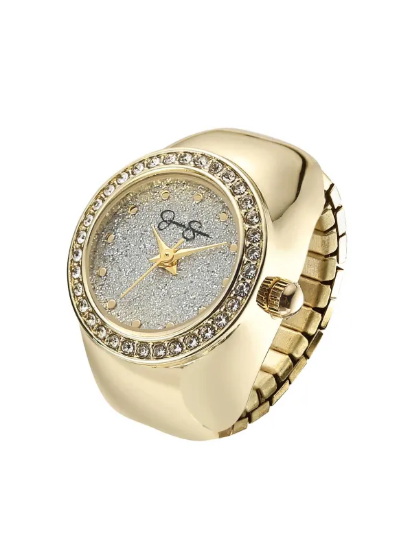 Round Crystal Ring Watch in Gold made by Jessica Simpson