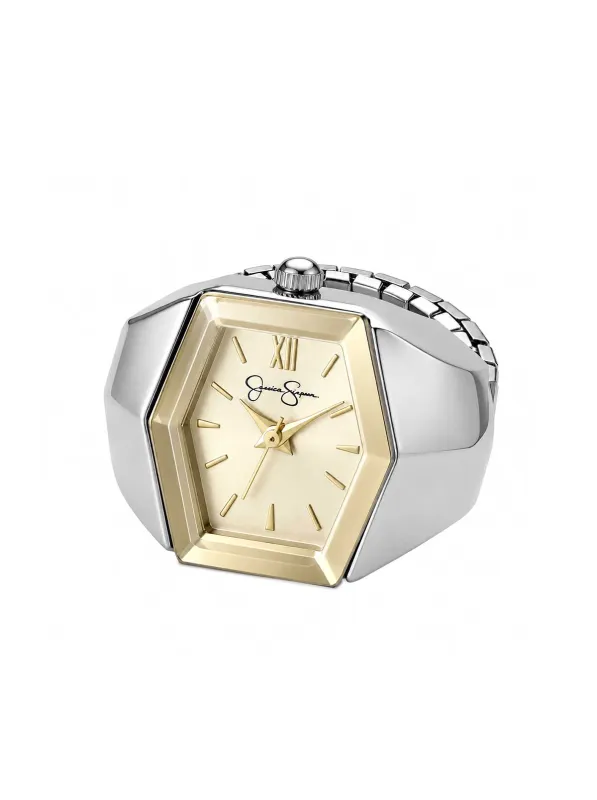 Hexagon Ring Watch in Gold & Silver made by Jessica Simpson