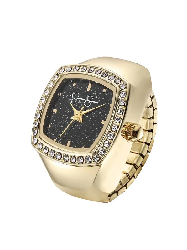 Cushion Crystal Ring Watch in Gold made by Jessica Simpson