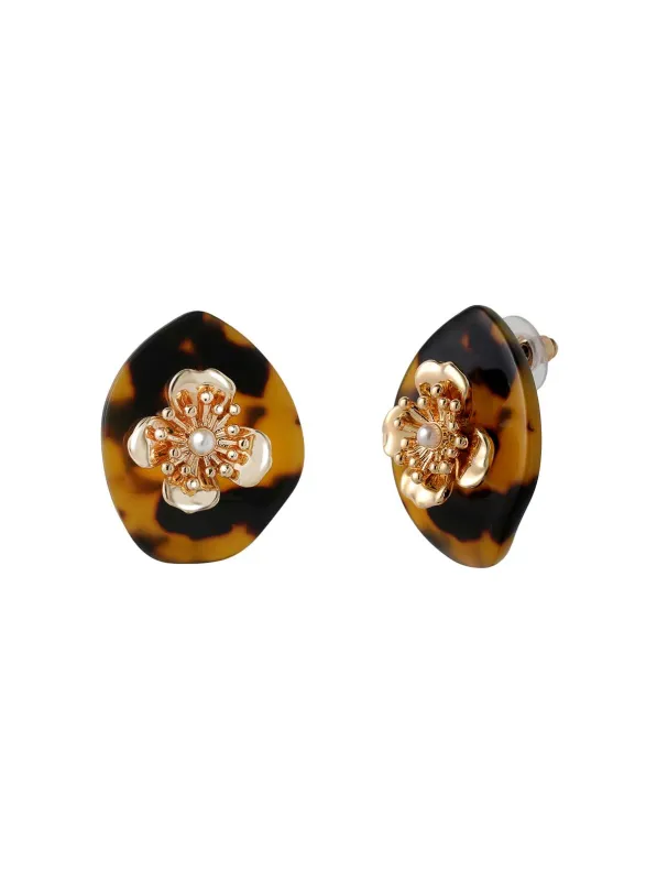 Leopard Flower Stud Earrings made by Jessica Simpson