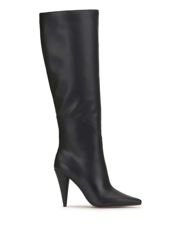 Maynard Knee High Boot in Black Leather made by Jessica Simpson