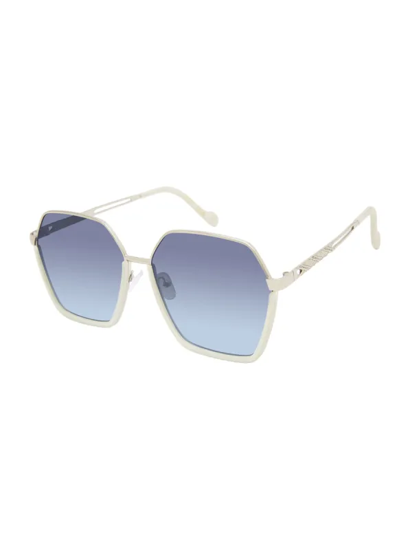 Geometric Metal Sunglasses in Silver sold by Jessica Simpson
