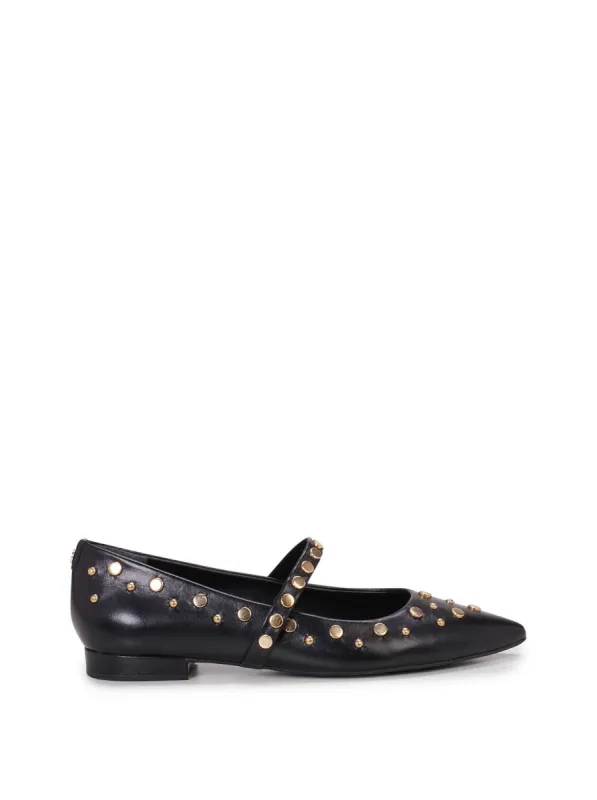 Kiann Pointed Toe Studded Flat in Black sold by Jessica Simpson