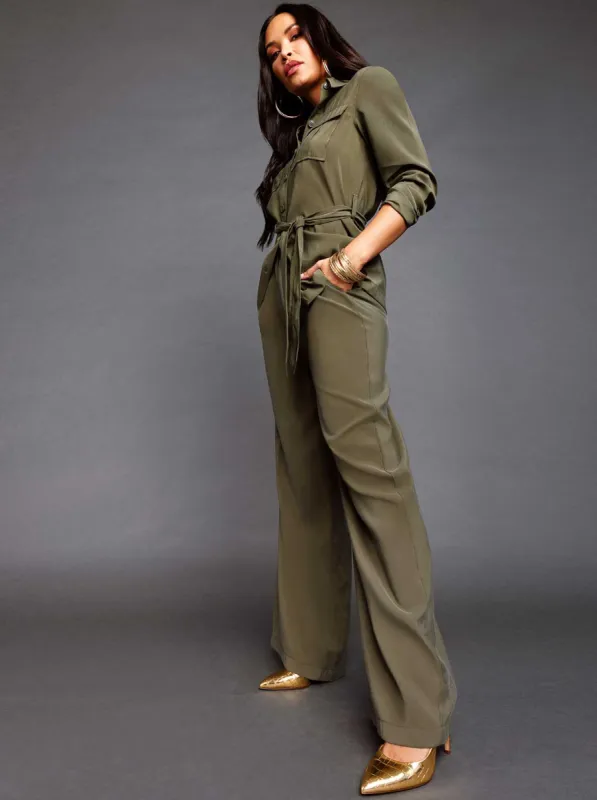 Melba Wide Leg Trouser in Olive Night sold by Jessica Simpson