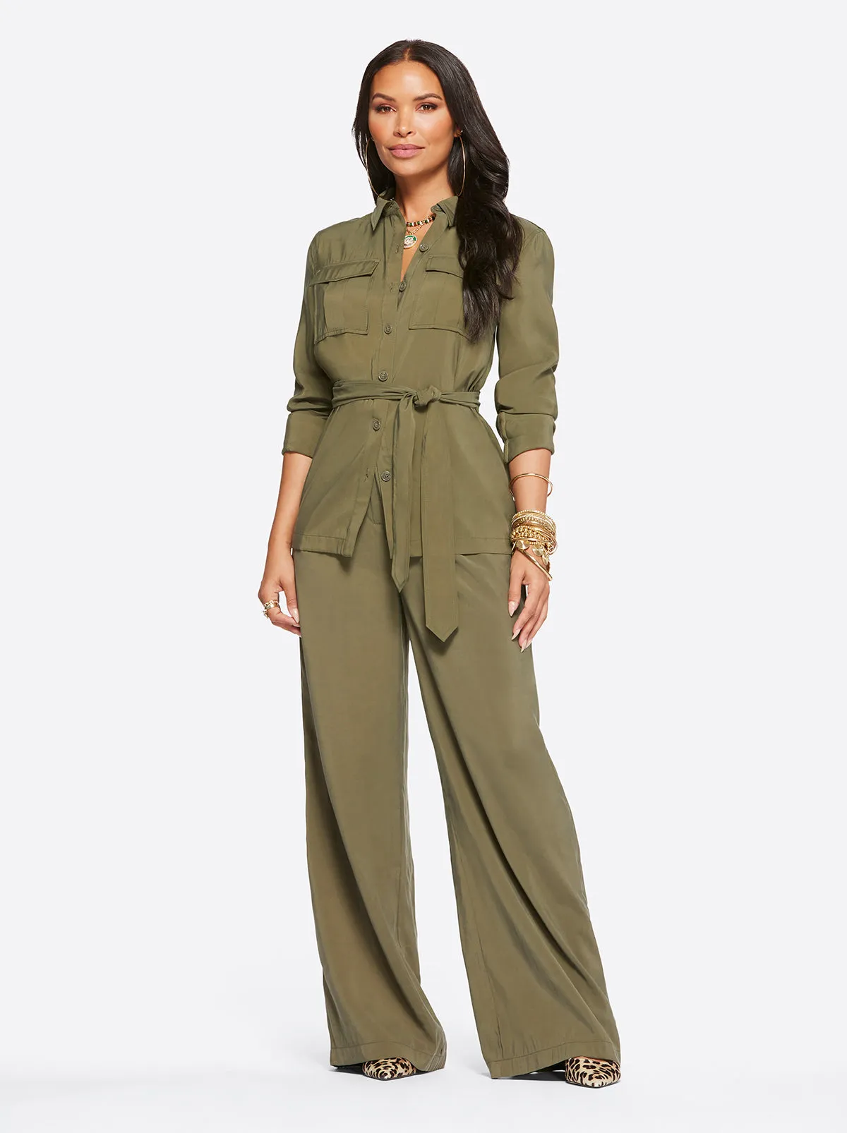 Melba Wide Leg Trouser in Olive Night sold by Jessica Simpson product image thumbnail 5