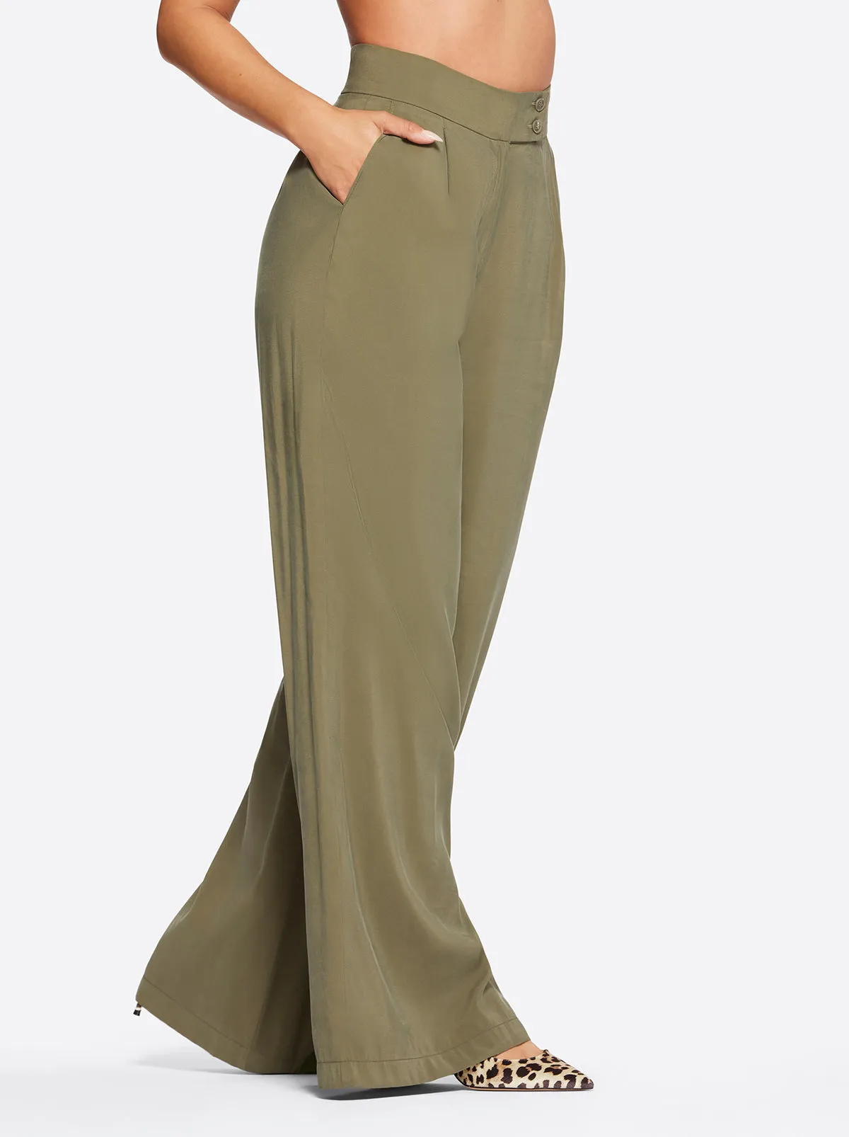 Melba Wide Leg Trouser in Olive Night sold by Jessica Simpson product image thumbnail 3