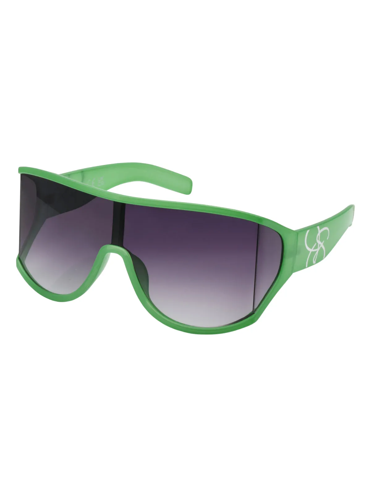 Oversized Square Wrap Shield Sunglasses in Green sold by Jessica Simpson
