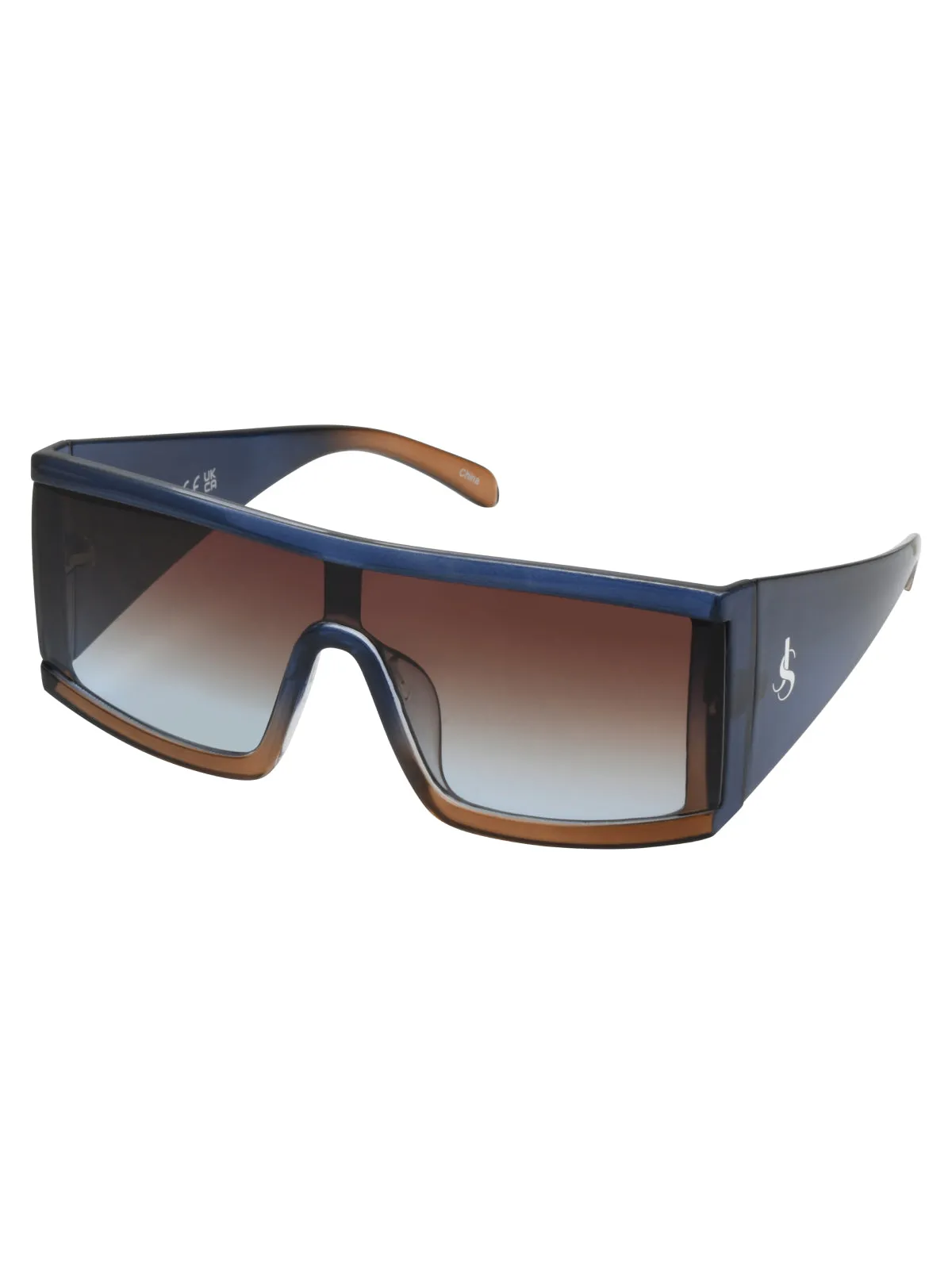 Modern Square Shield Sunglasses in Blue Fade sold by Jessica Simpson