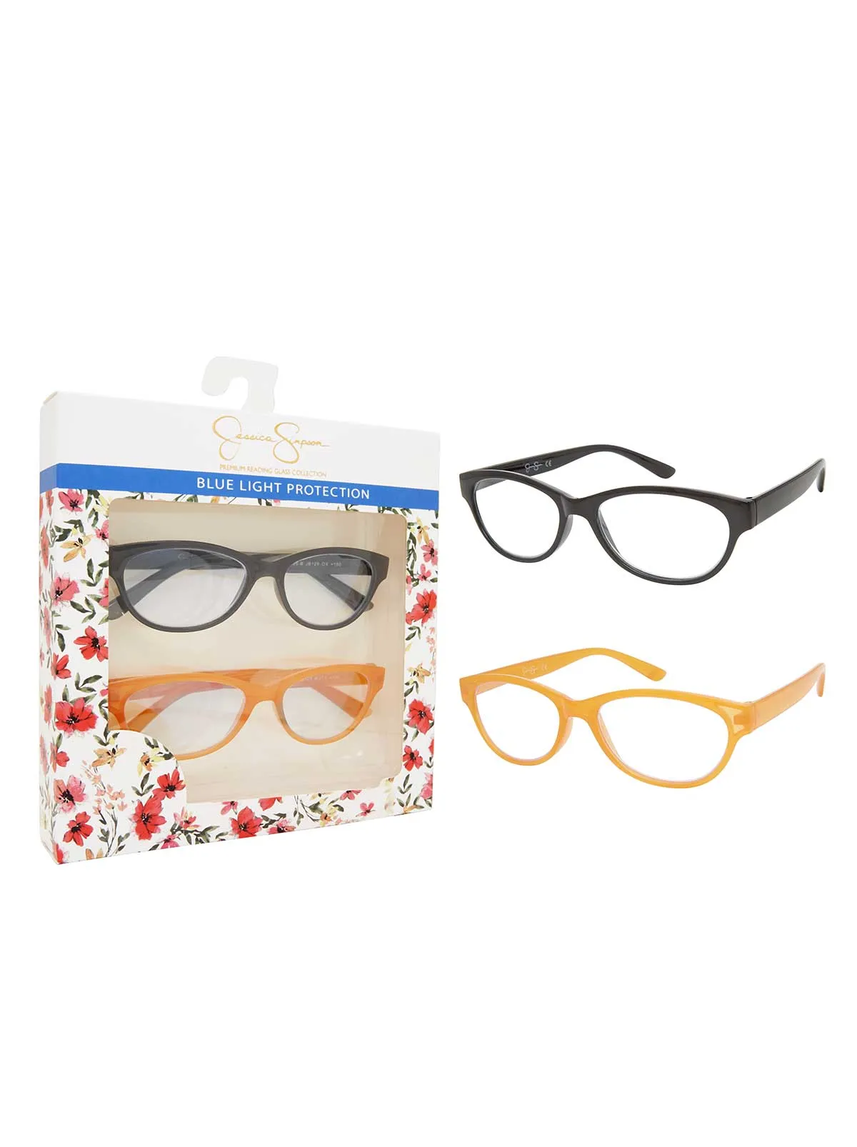 Set of 2 Cat-Eye Blue Light Readers in Black & Crystal Butterscotch sold by Jessica Simpson product image thumbnail 2
