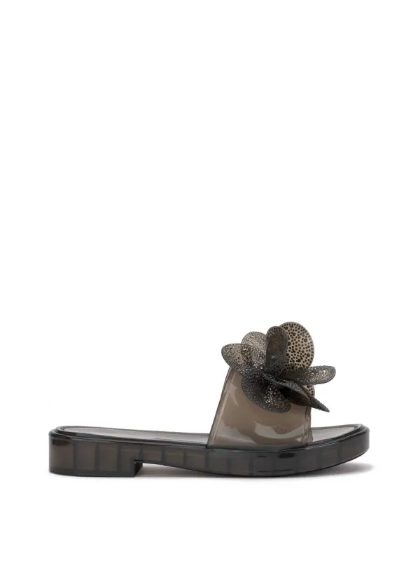 Kerah Lucite Flower Sandal in Smoke sold by Jessica Simpson