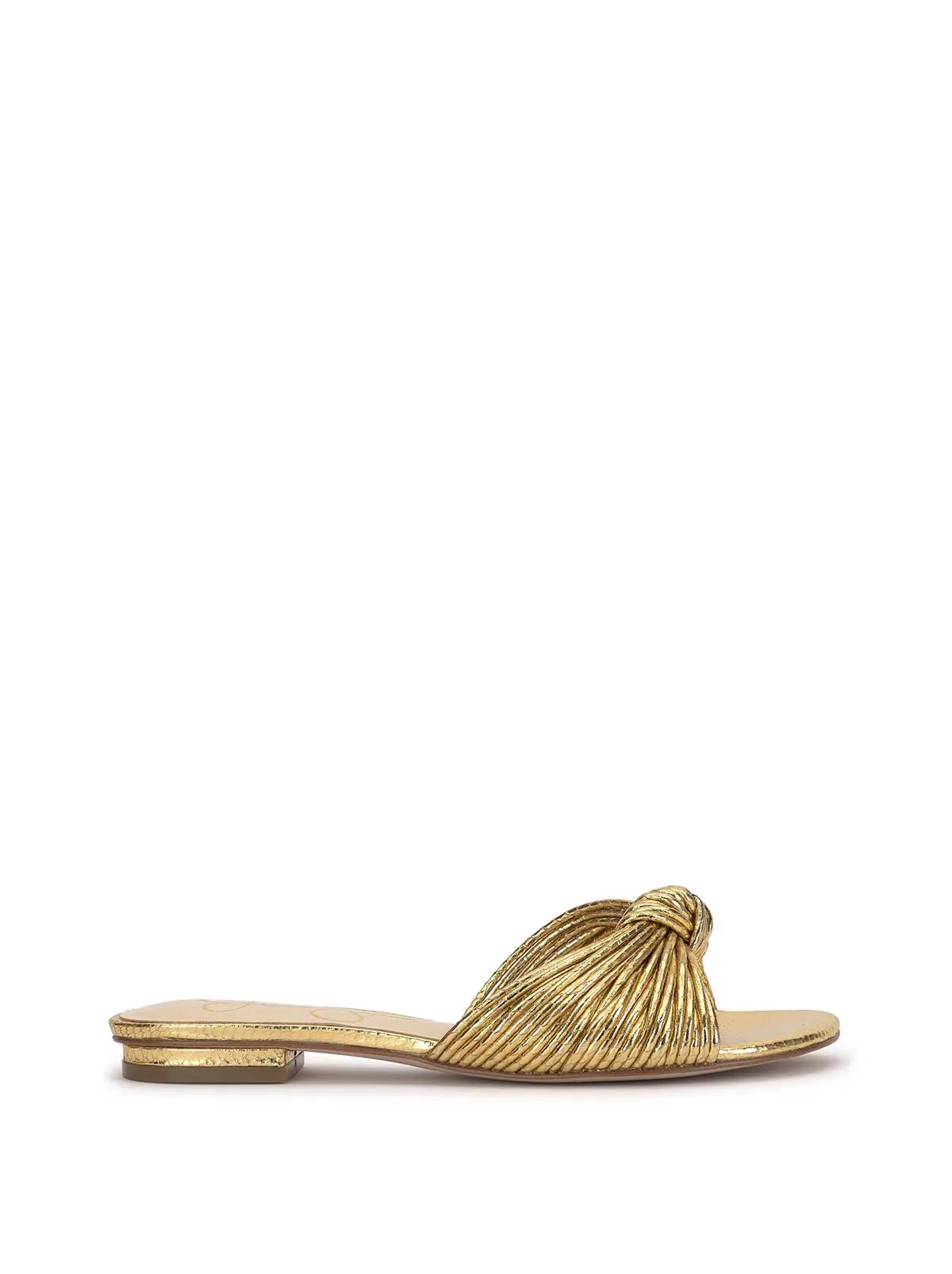 Dydra Knotted Flat Sandal in Gold sold by Jessica Simpson