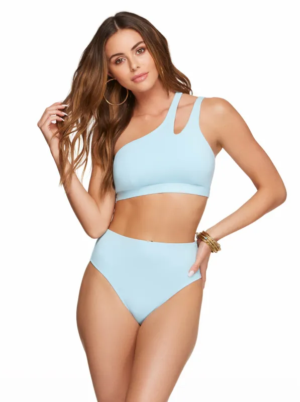 Solid One Shoulder Top With Slash in Powder Blue sold by Jessica Simpson