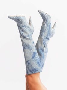 Maryeli Embellished Boot in Tie Dye Denim sold by Jessica Simpson