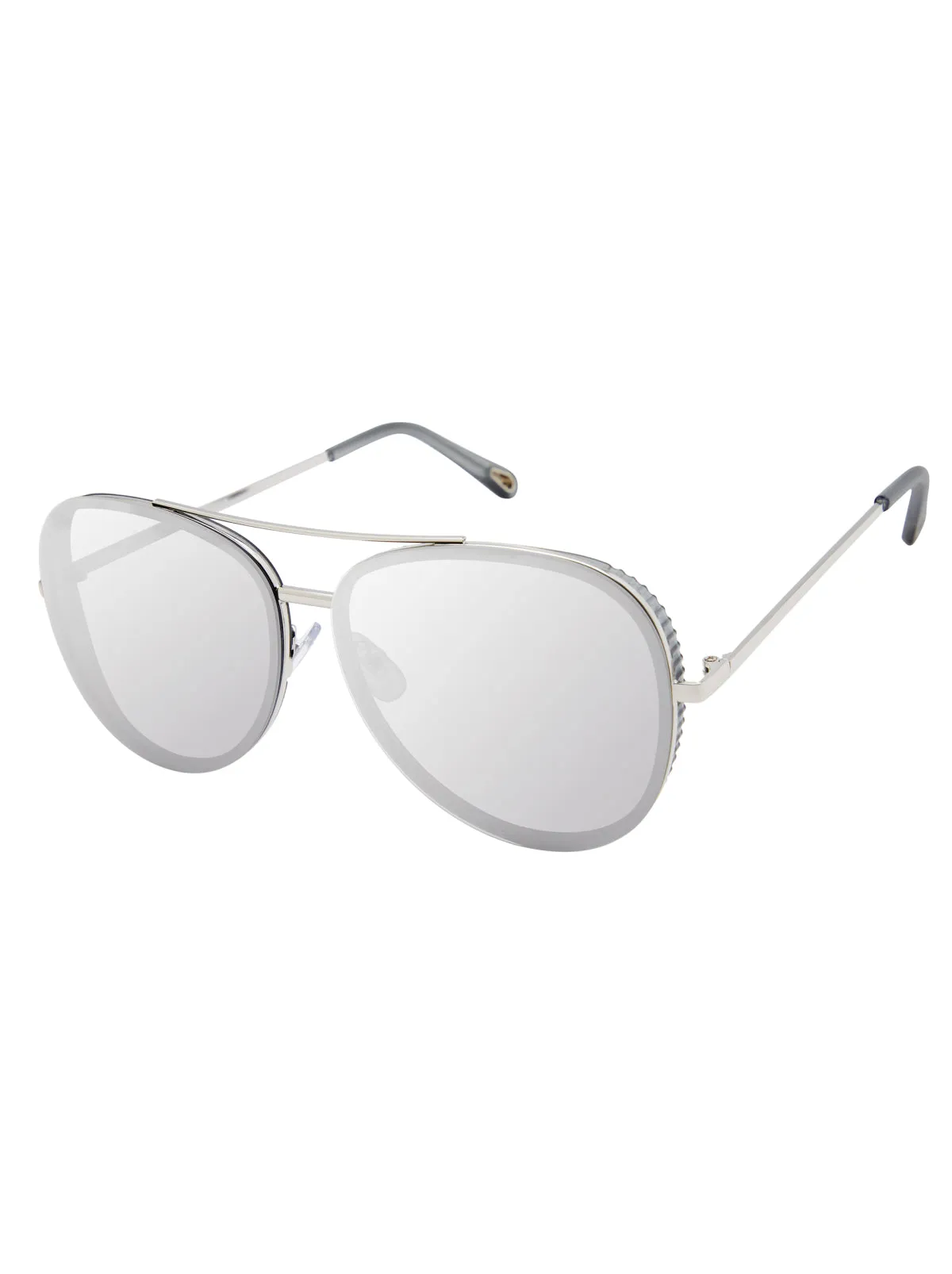 Glam Aviator Pilot Sunglasses in Silver & Grey sold by Jessica Simpson