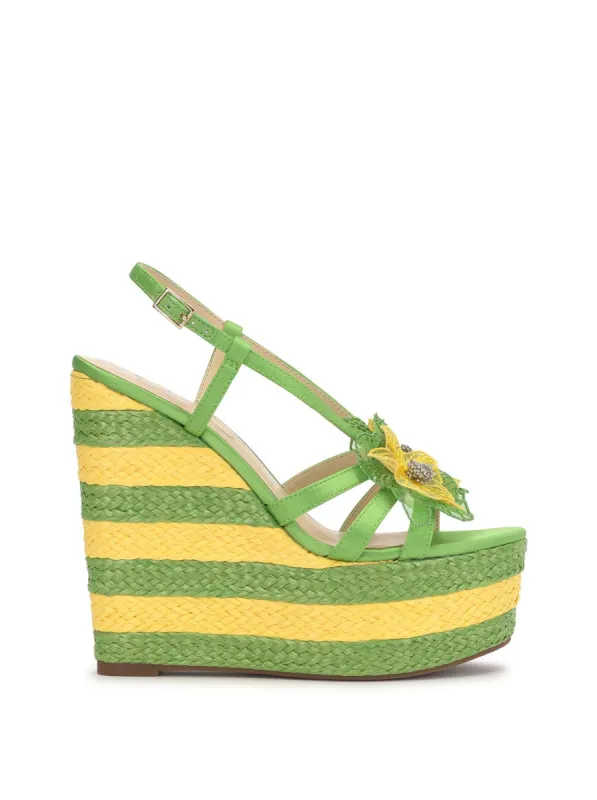 Visela Flower Wedge Sandal in Green sold by Jessica Simpson