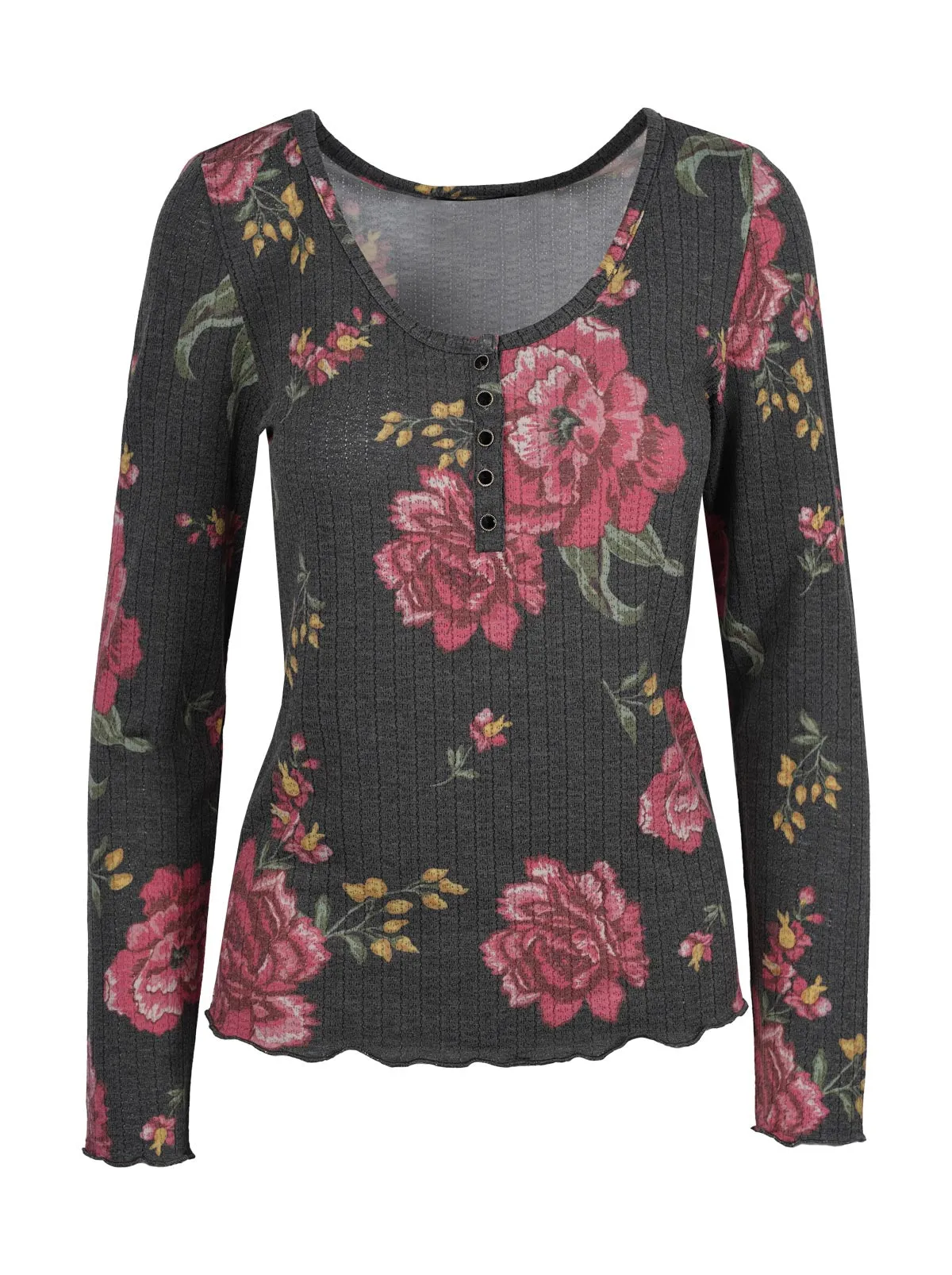 Tahani Henley Top in Sketchy Roses sold by Jessica Simpson product image thumbnail 2