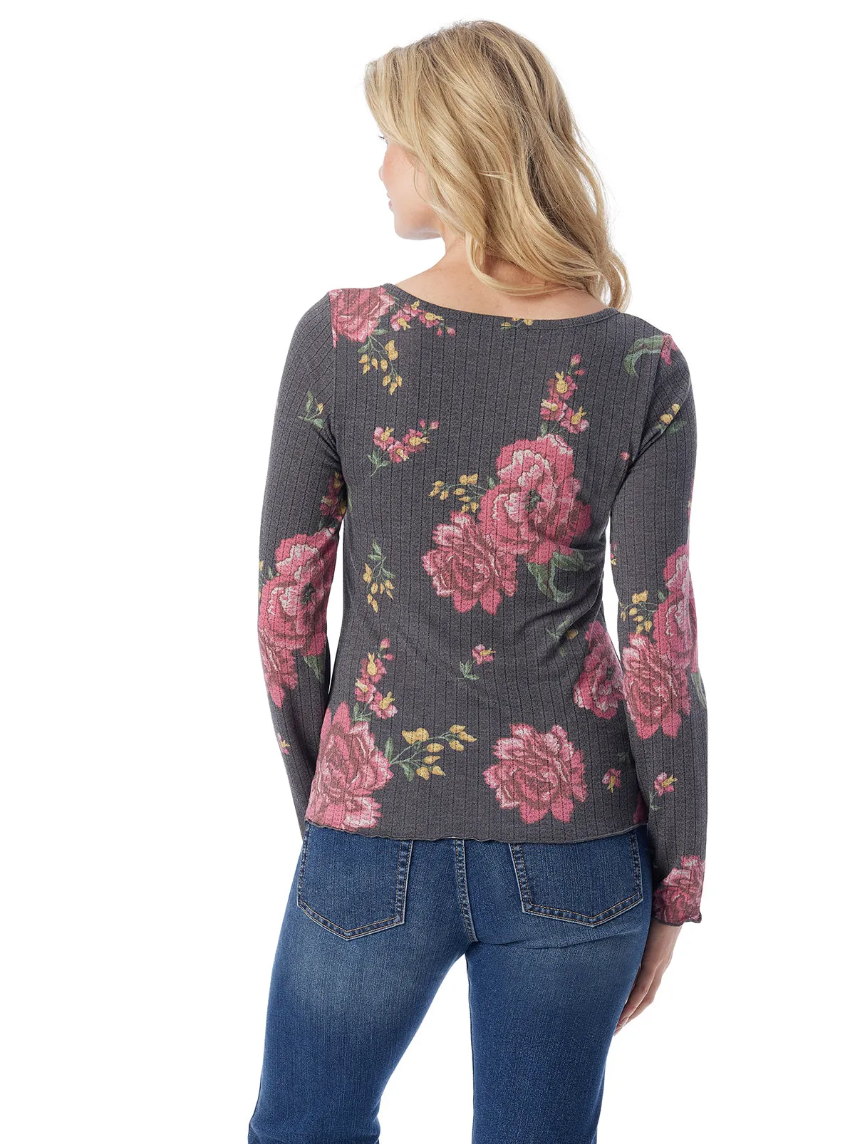 Tahani Henley Top in Sketchy Roses sold by Jessica Simpson product image thumbnail 5