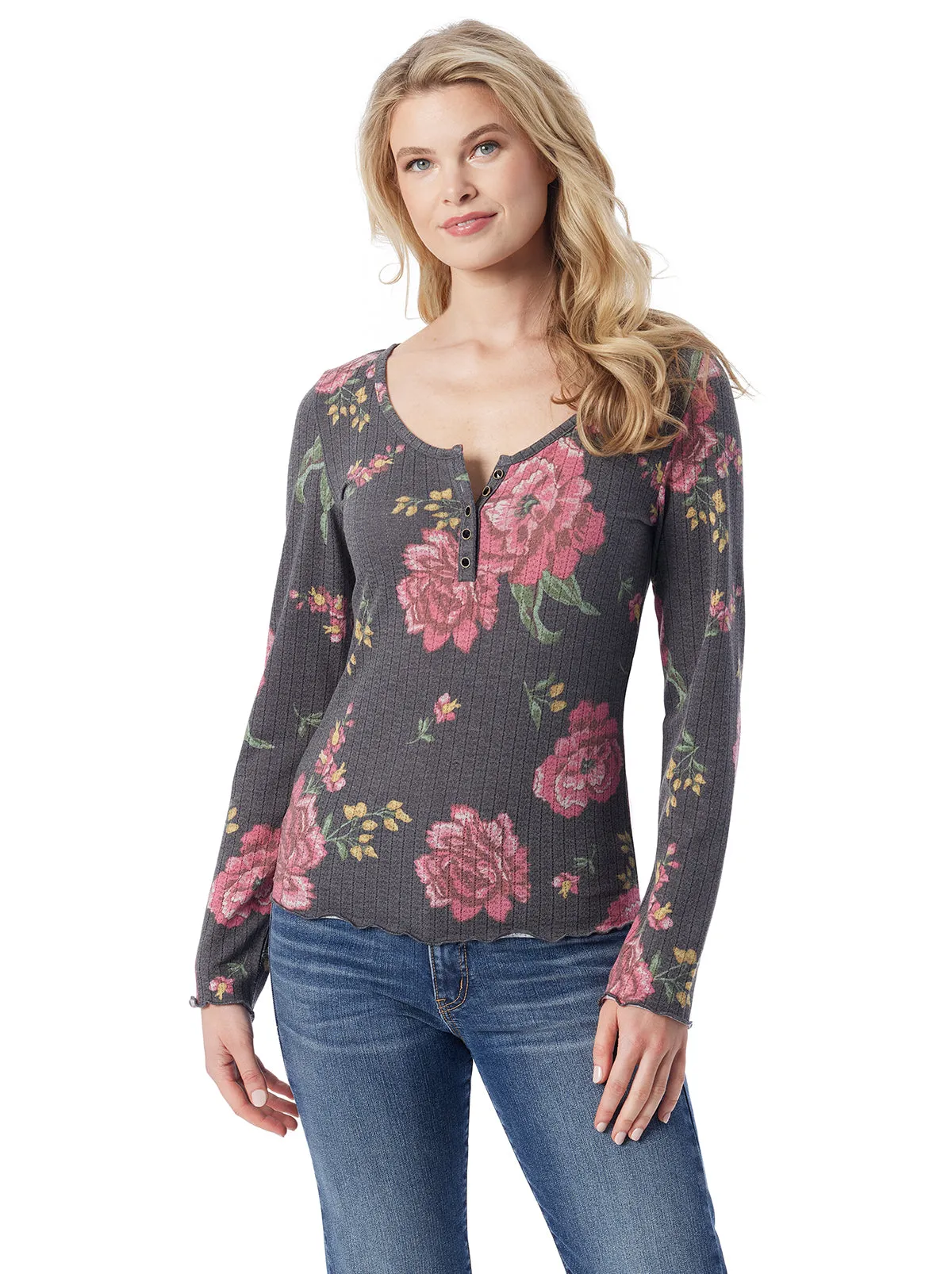Tahani Henley Top in Sketchy Roses sold by Jessica Simpson product image thumbnail 3
