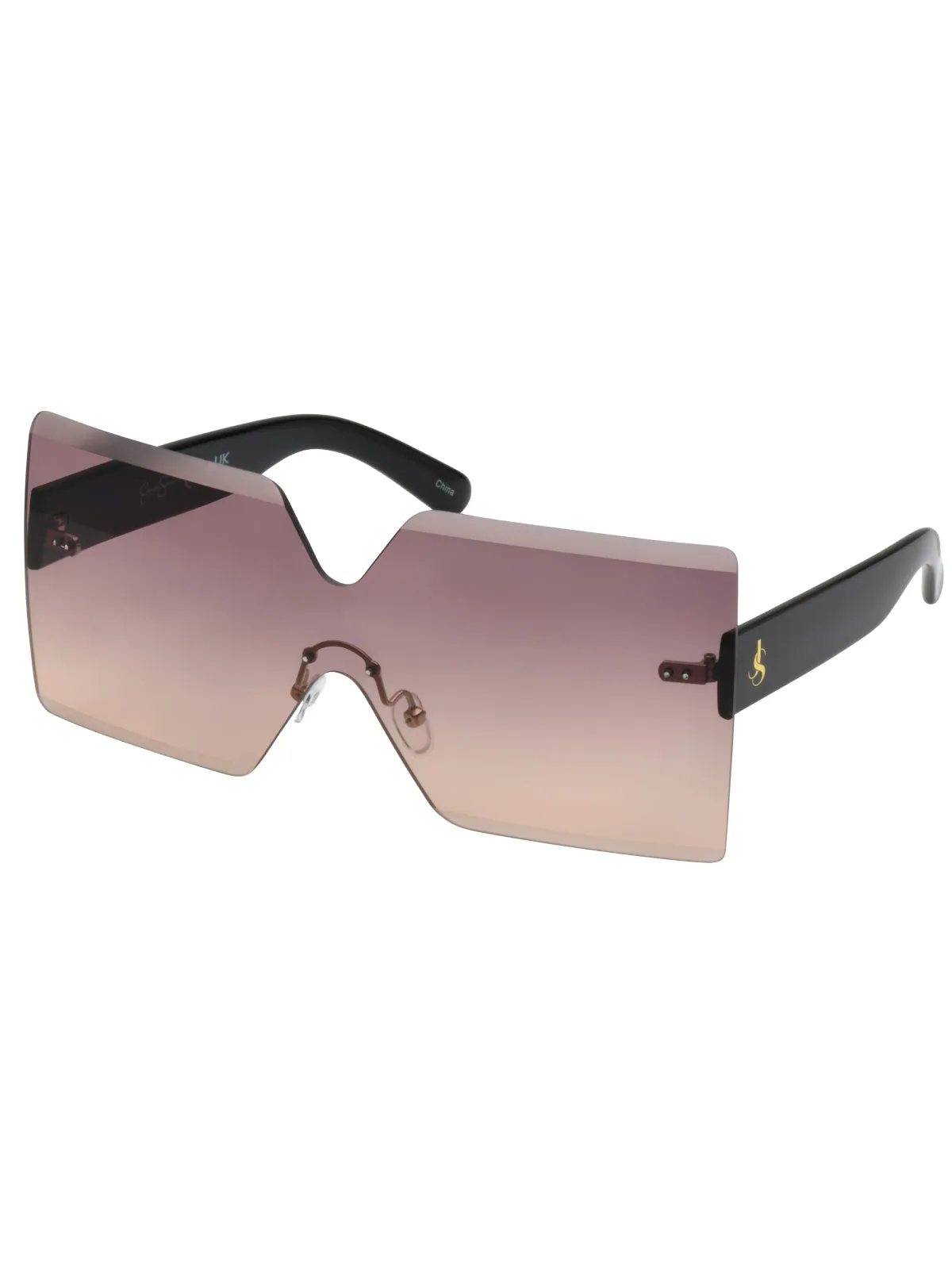 Frameless Shield Sunglasses in Black sold by Jessica Simpson