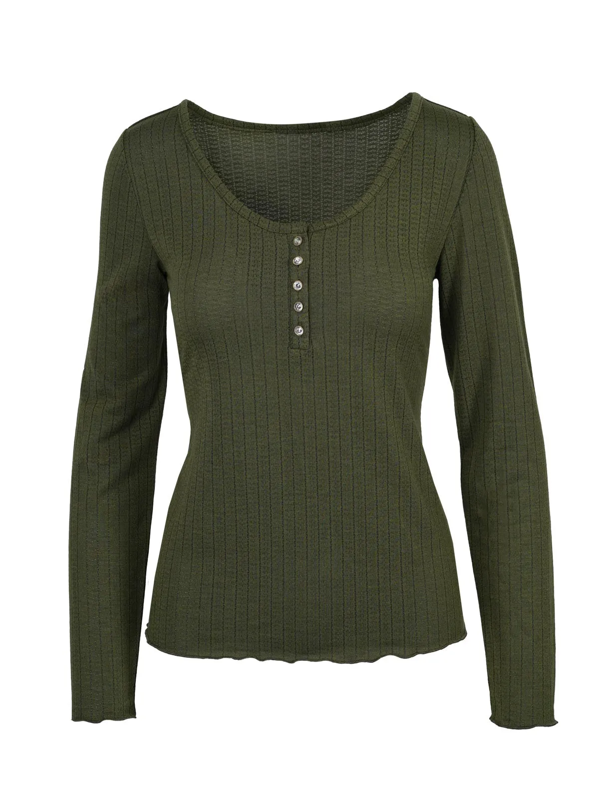 Tahani Henley Top in Bronze Green sold by Jessica Simpson product image thumbnail 2