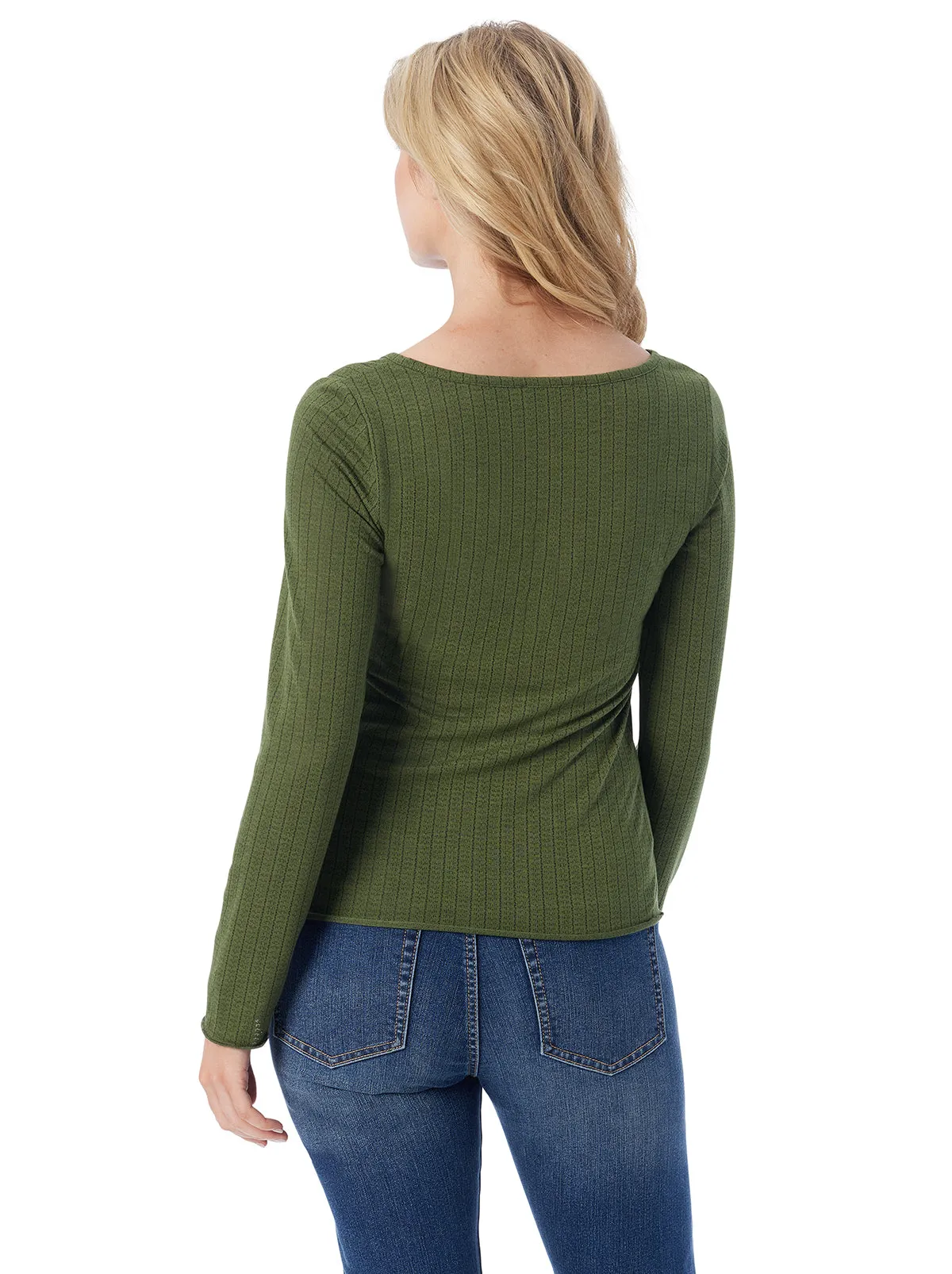 Tahani Henley Top in Bronze Green sold by Jessica Simpson product image thumbnail 4