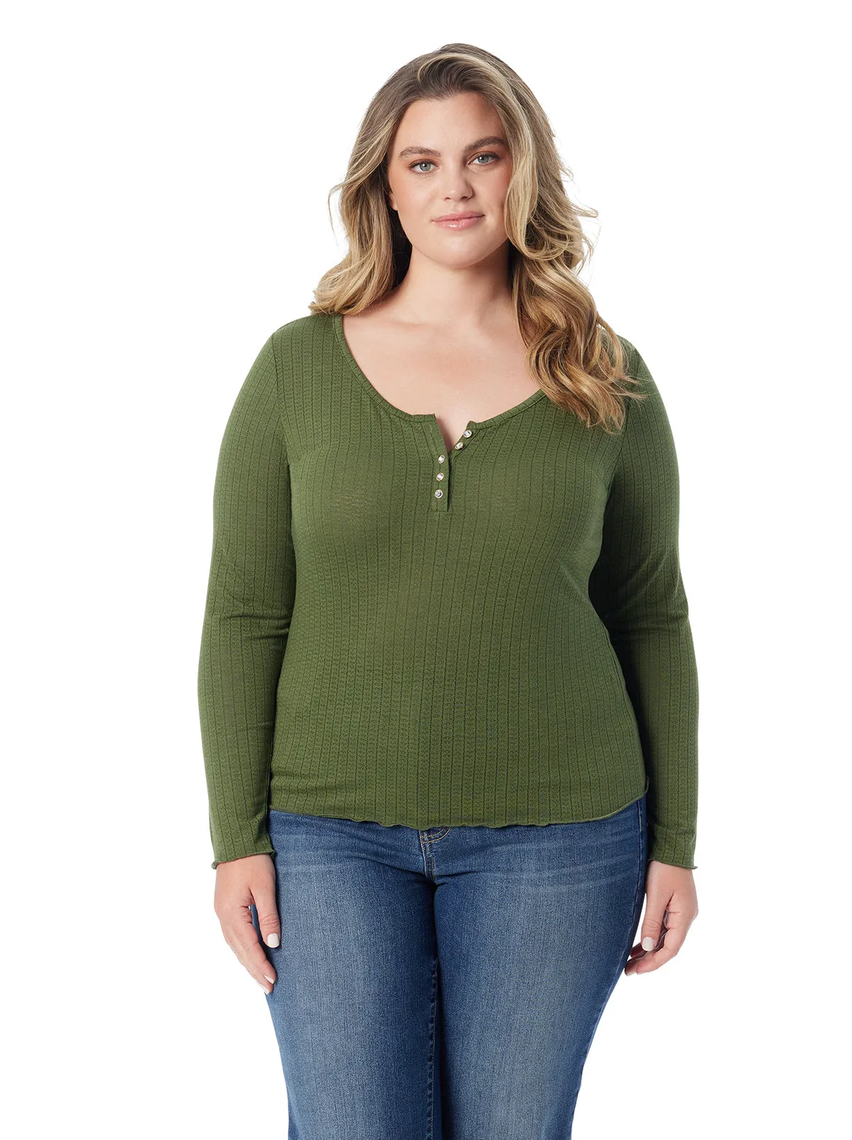 Tahani Henley Top in Bronze Green sold by Jessica Simpson product image thumbnail 5