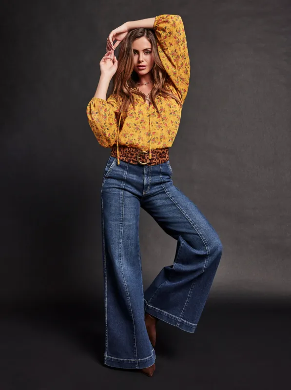 Spirit Super Wide Leg Jean in Soul Mate sold by Jessica Simpson