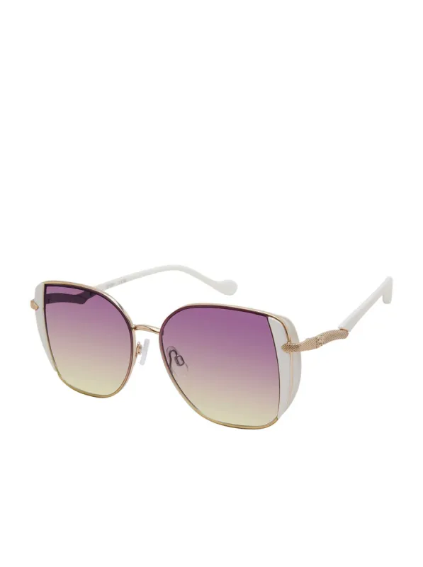 Metal Shield Butterfly Sunglasses in Gold sold by Jessica Simpson
