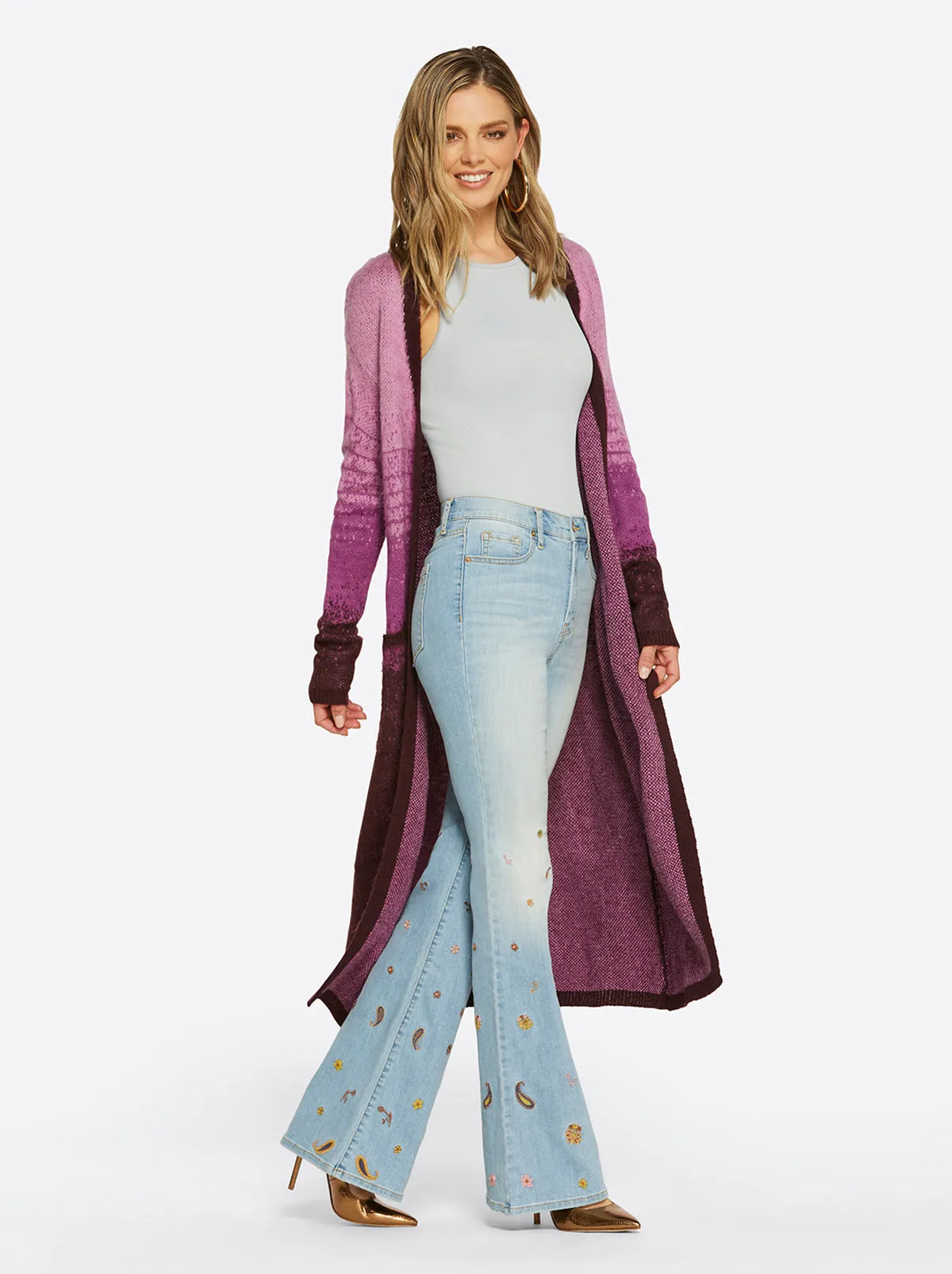 Carmine Cardigan in Winetasting Stripe sold by Jessica Simpson product image thumbnail 2