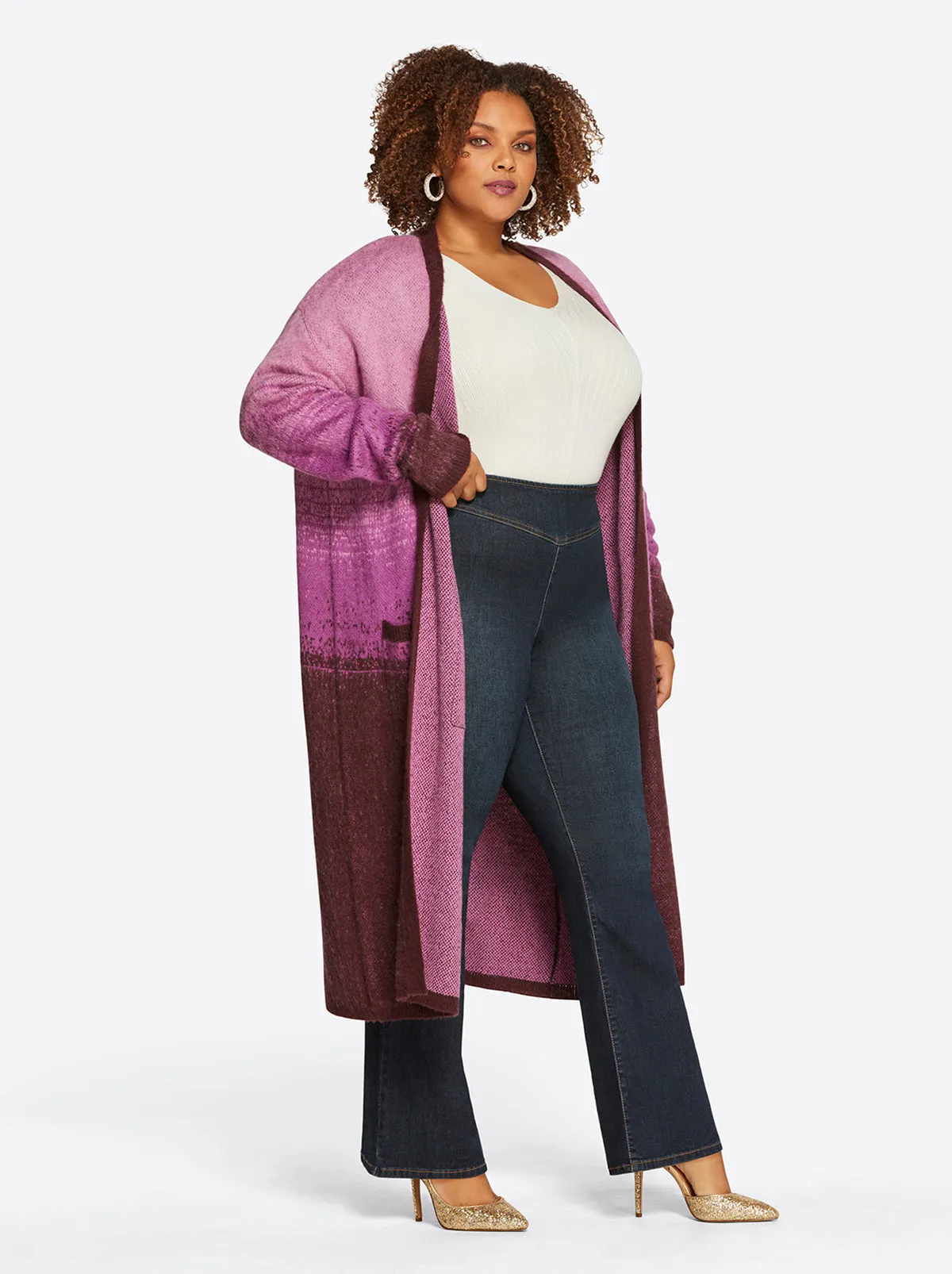 Carmine Cardigan in Winetasting Stripe sold by Jessica Simpson product image thumbnail 5