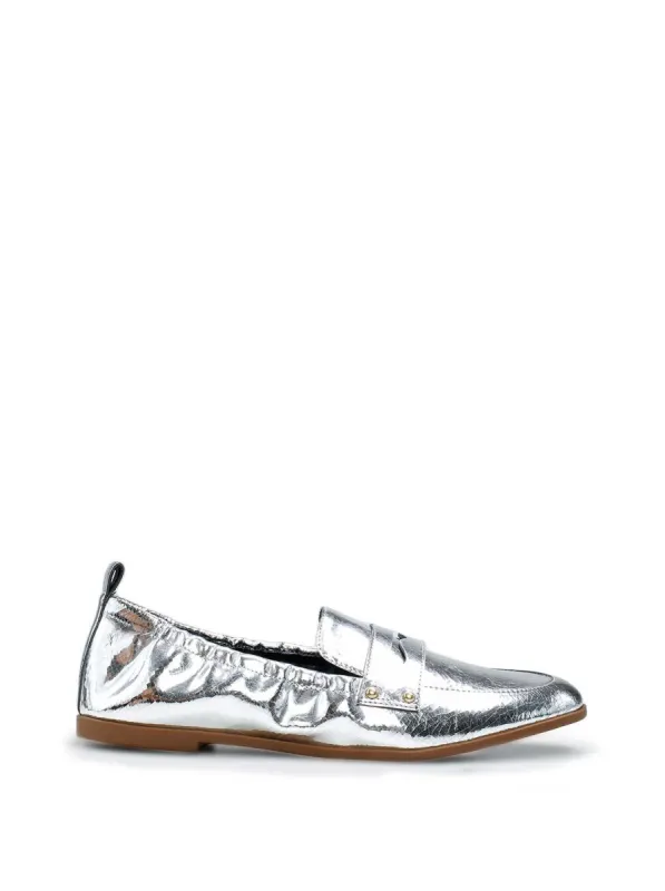 Selipa Metallic Loafer in Silver sold by Jessica Simpson
