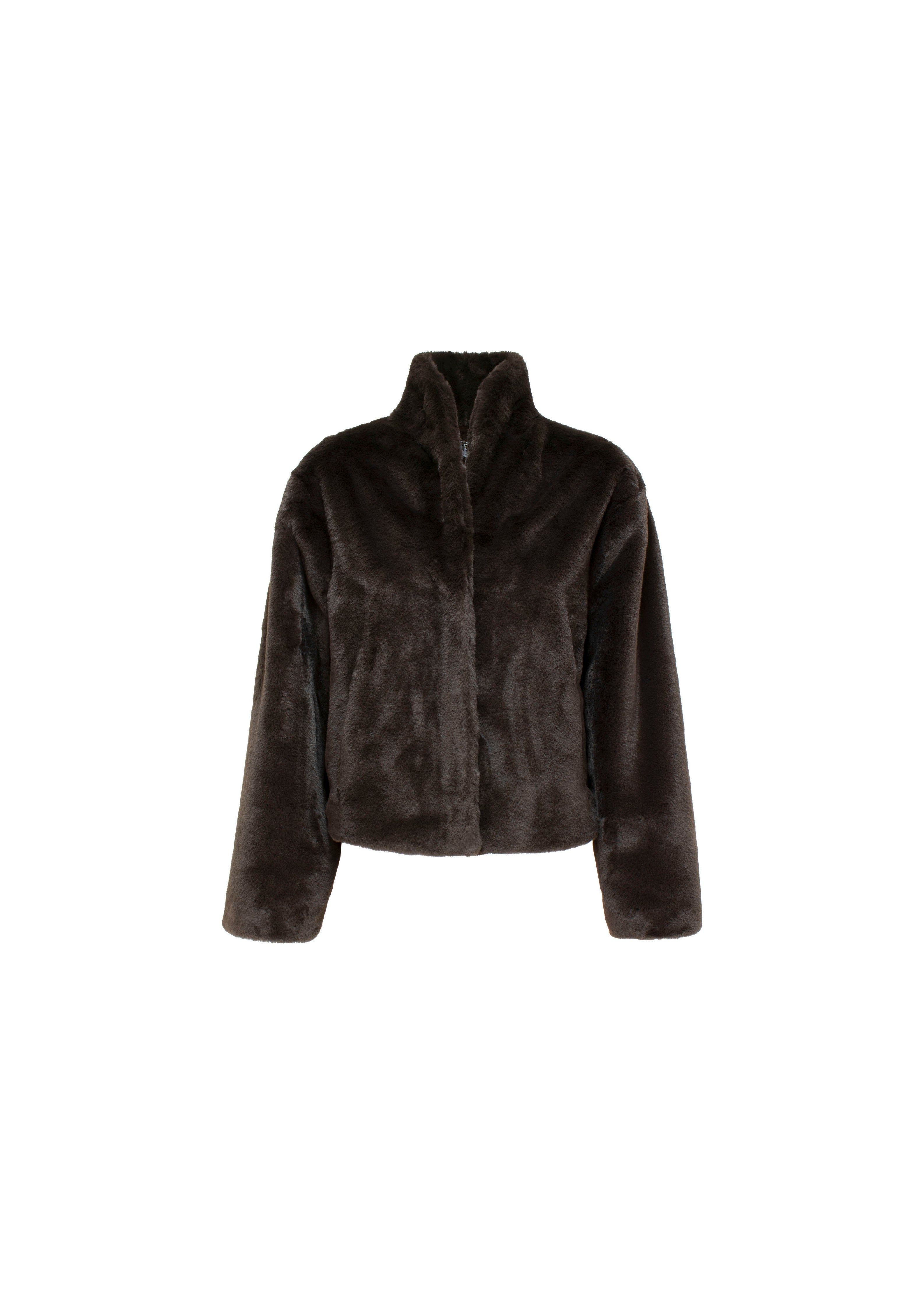 Giacca corta in ecopelliccia coffe sold by Jijil