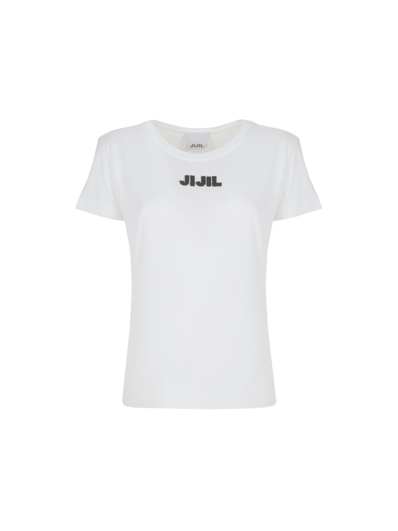 T-shirt bianca con logo in rilievo sold by Jijil