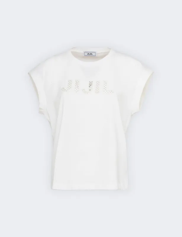 T-shirt logata con strass sold by Jijil