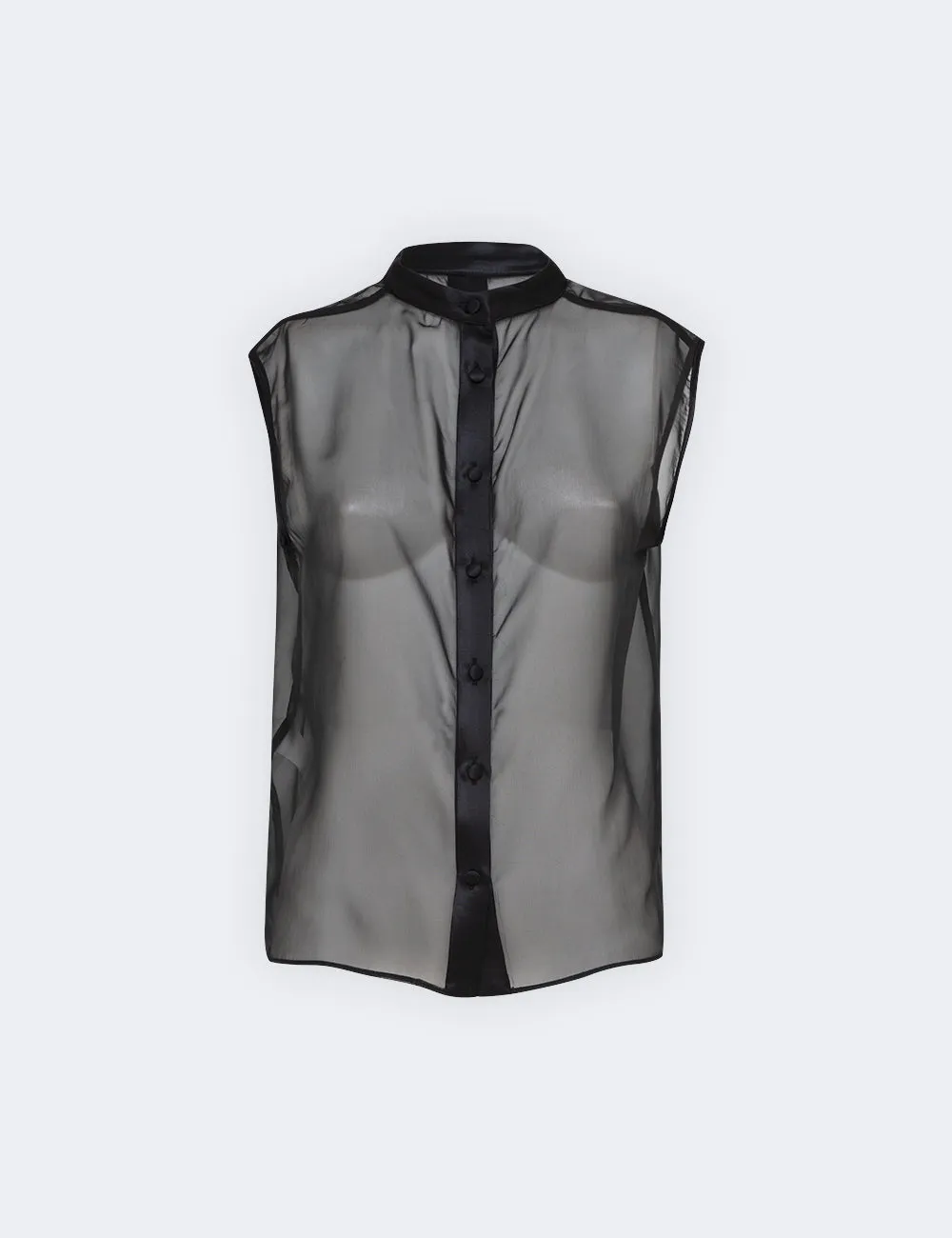 Blusa smanicata a collo alto sold by Jijil