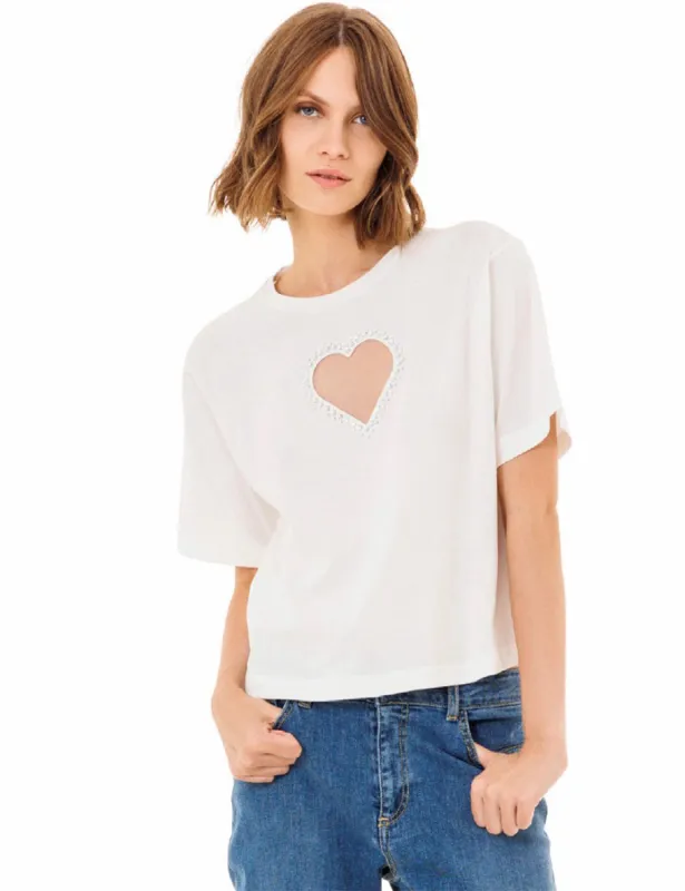 T-shirt con inserto a cuore sold by Jijil
