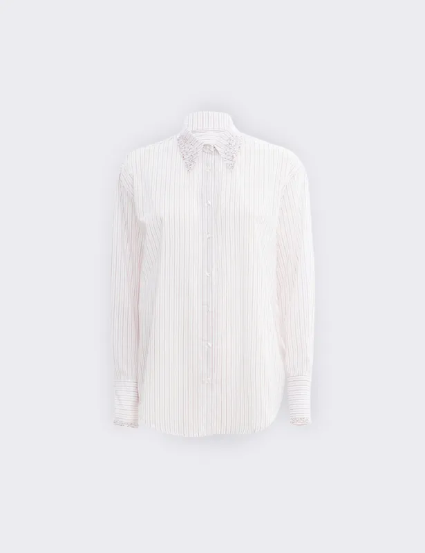 Camicia a righe con colletto ricamato made by Jijil