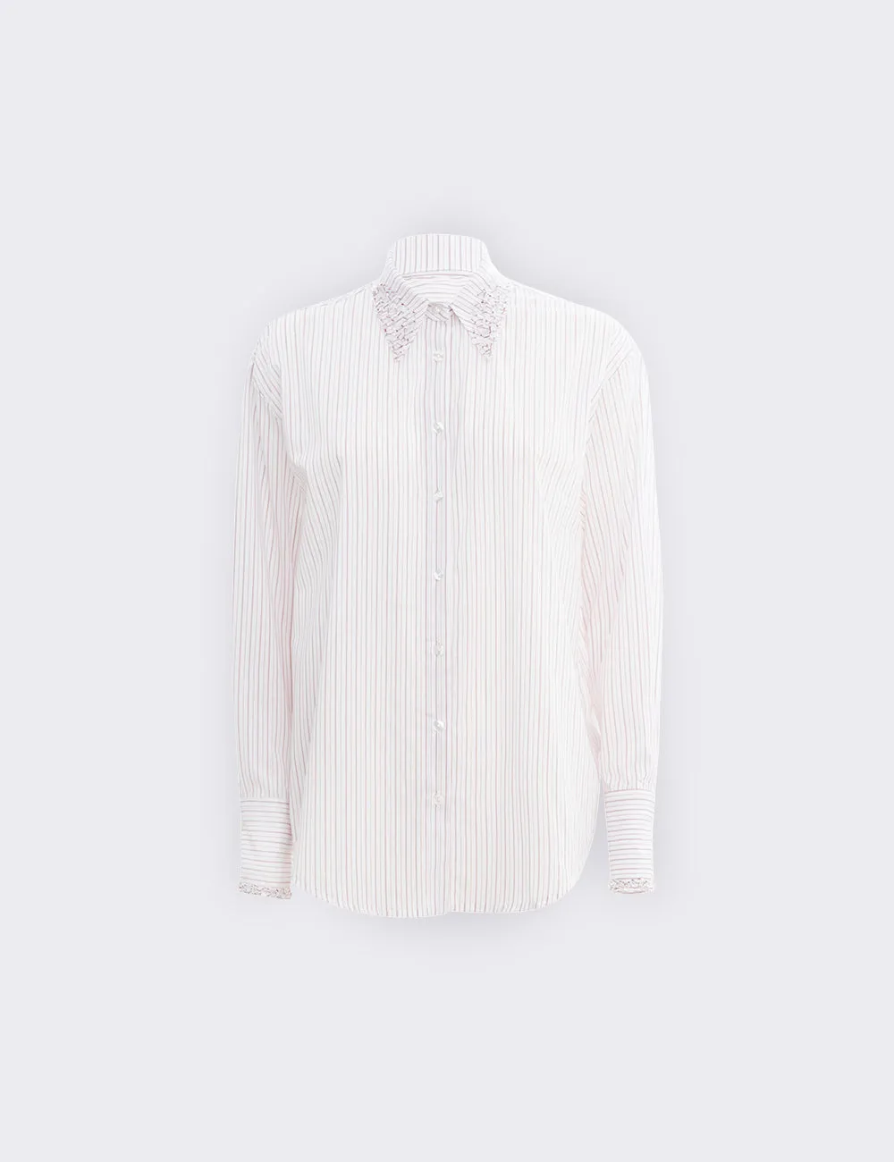 Camicia a righe con colletto ricamato sold by Jijil