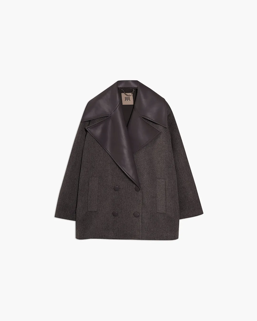 Cappotto doppiopetto con collo a revers in contrasto sold by Jijil product image thumbnail 3