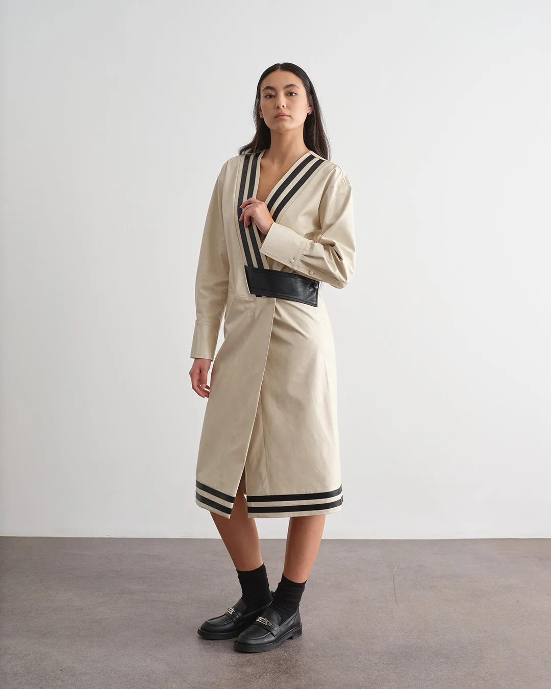 Abito midi in ecopelle bicolore sold by Jijil product image thumbnail 2