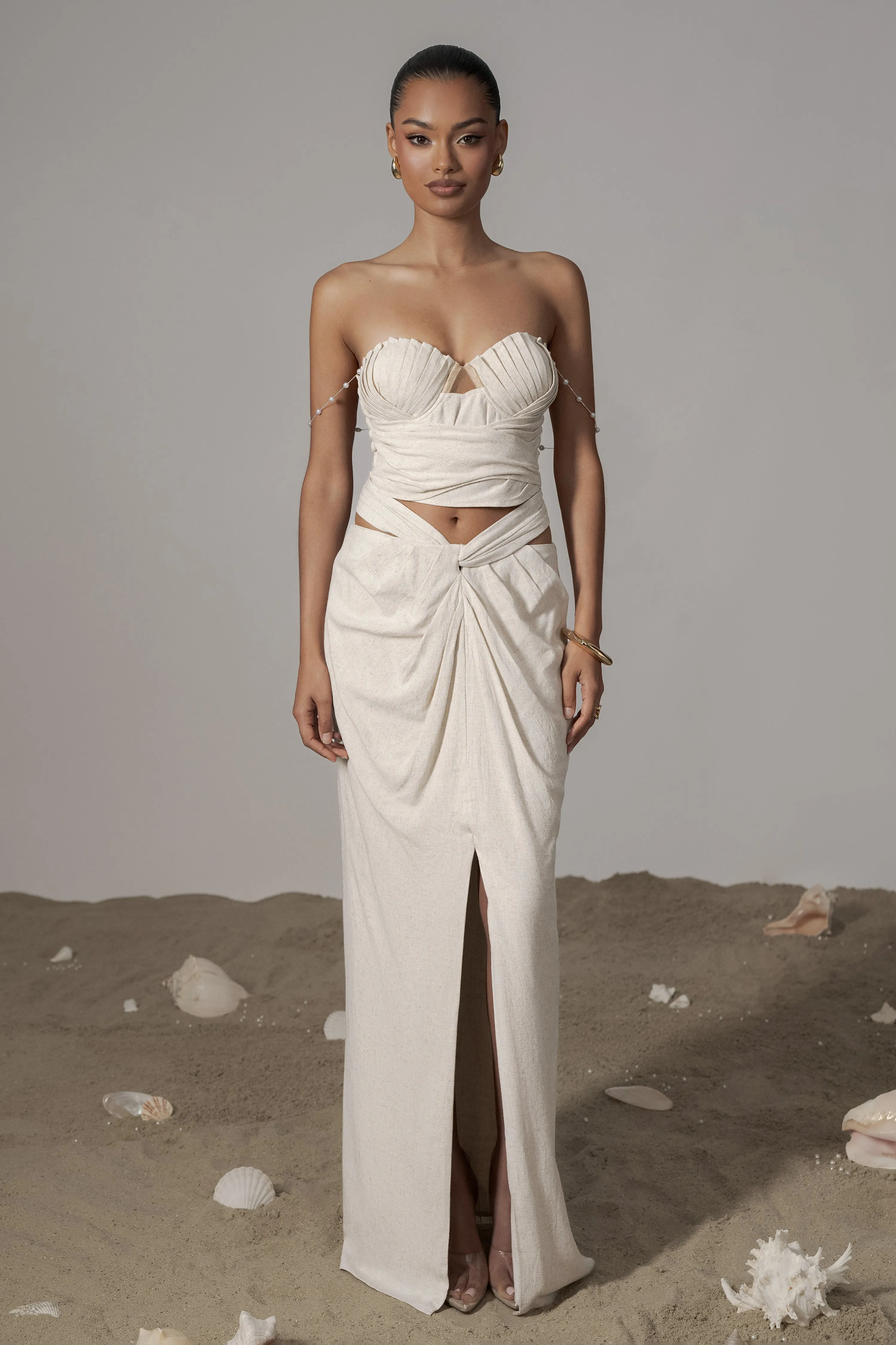 Ivory Dreamland Linen Skirt sold by JLUXLABEL