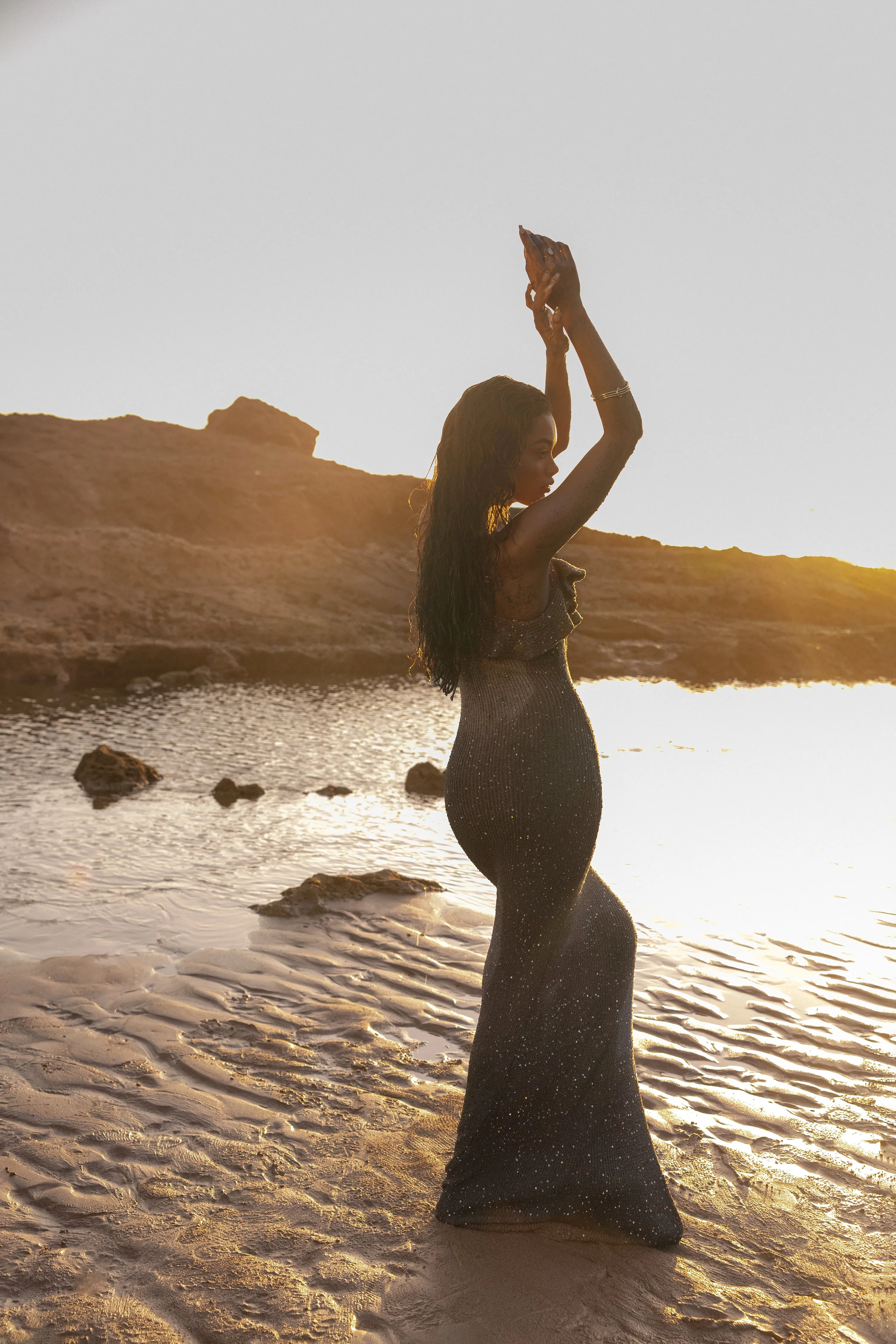 Gold Midnight Sparkle Maxi Dress sold by JLUXLABEL product image thumbnail 4