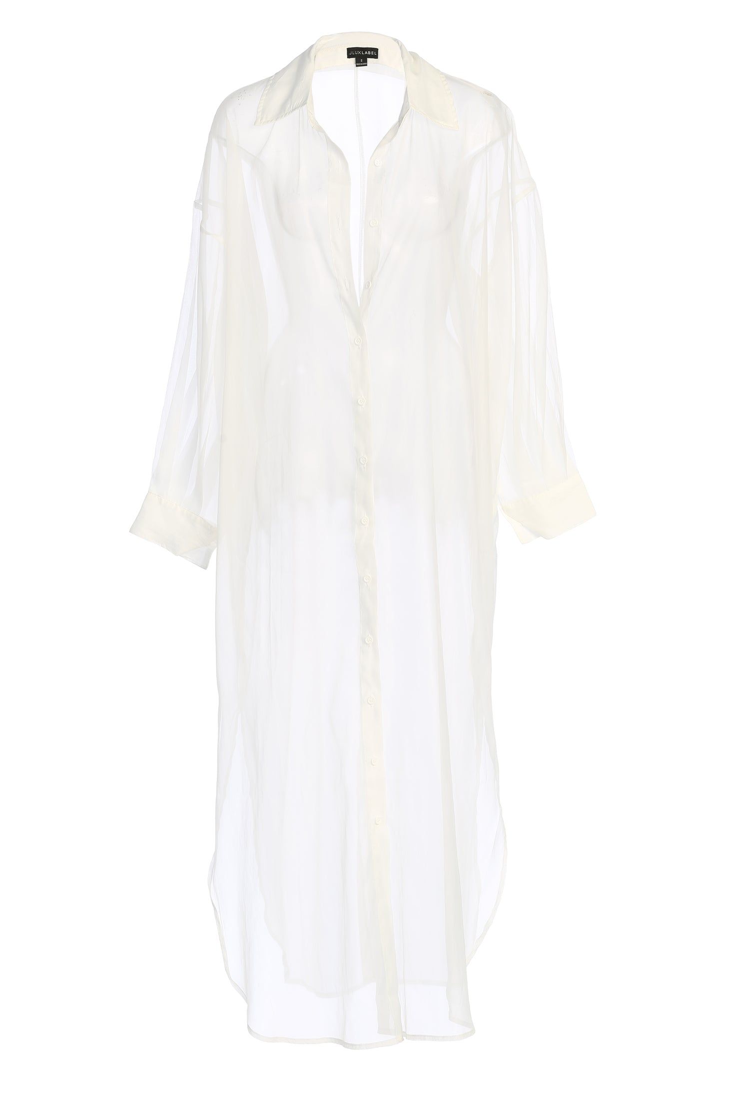 White Lia Button Front Shirt Dress sold by JLUXLABEL product image thumbnail 4