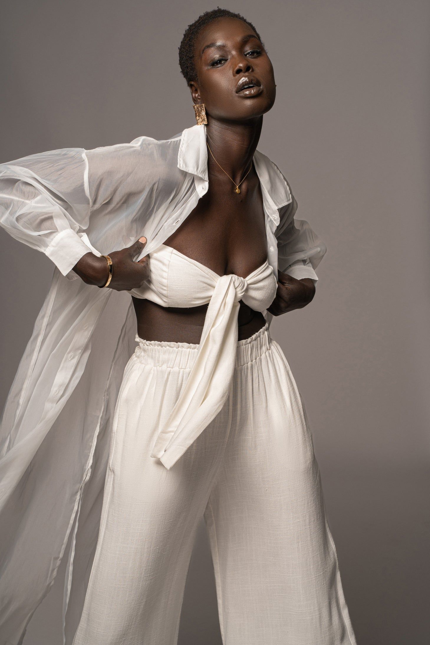 White Lia Button Front Shirt Dress sold by JLUXLABEL product image thumbnail 10