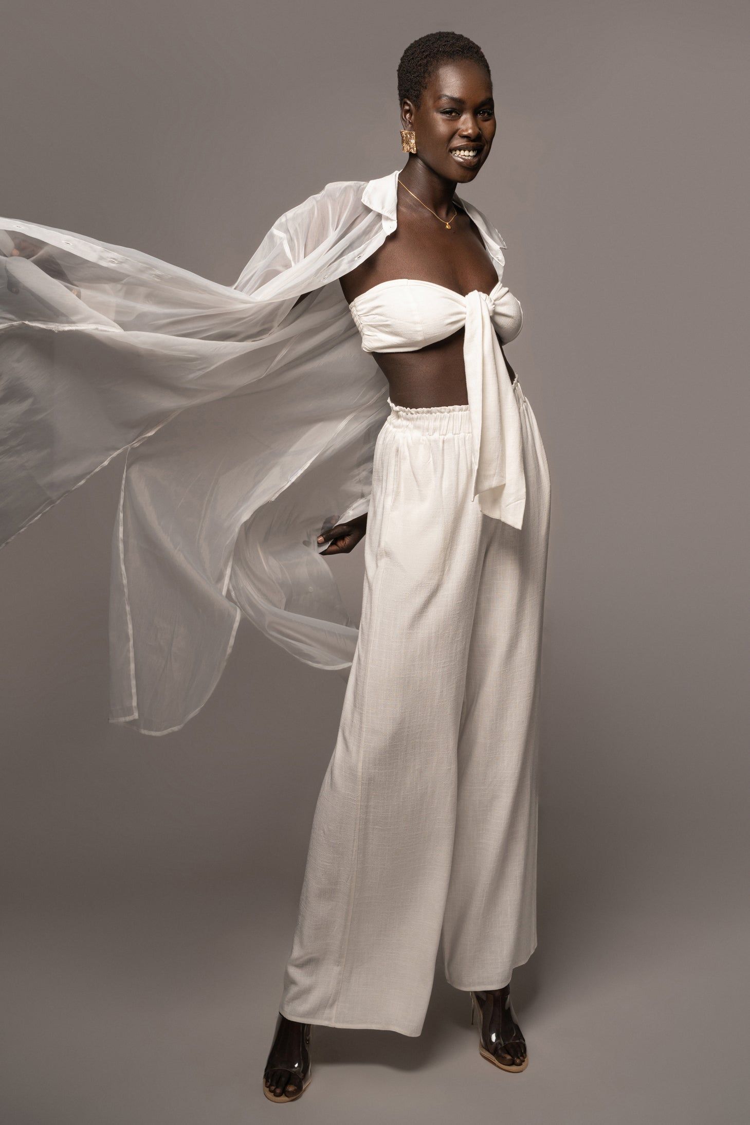 White Lia Button Front Shirt Dress sold by JLUXLABEL product image thumbnail 15