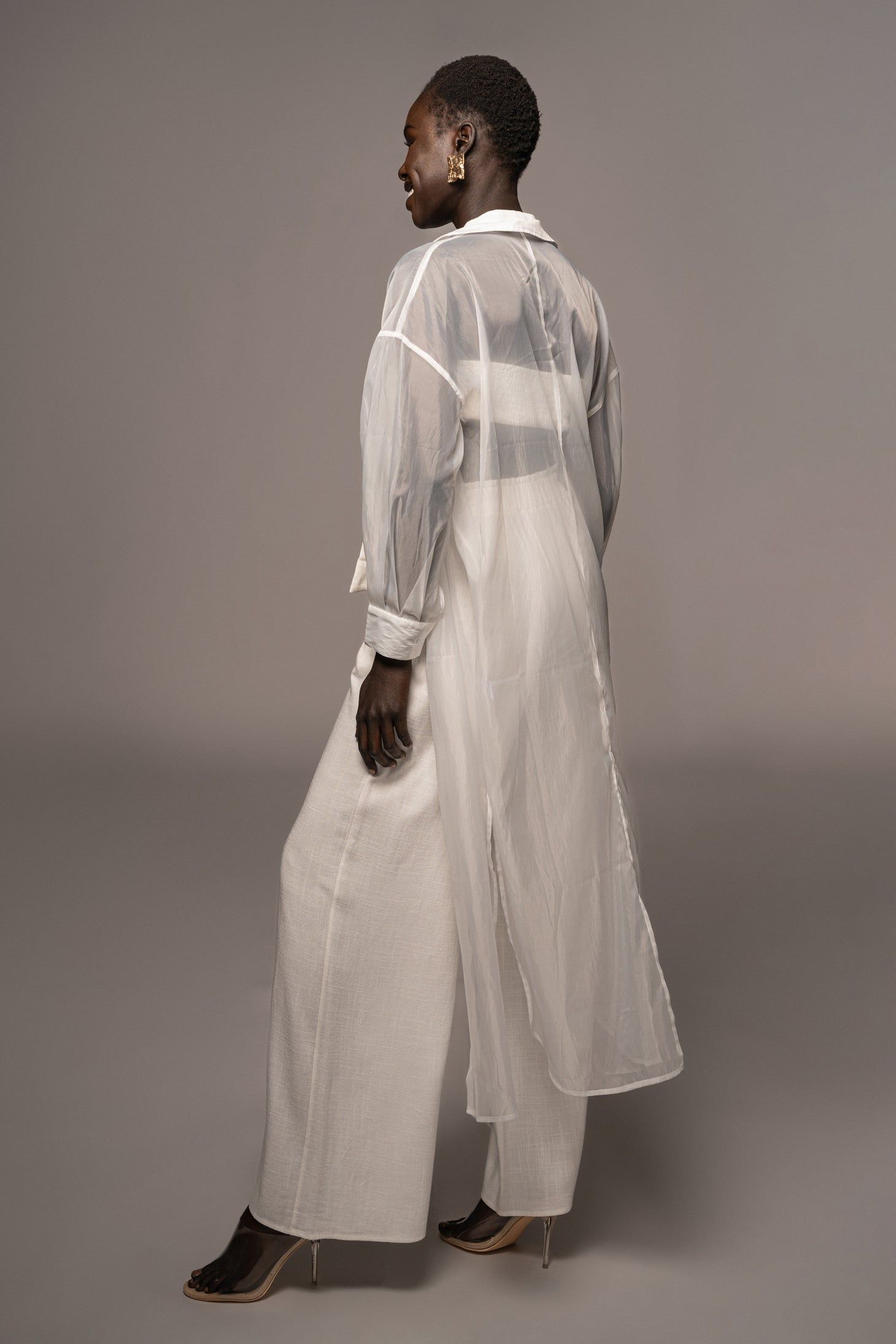 White Lia Button Front Shirt Dress sold by JLUXLABEL product image thumbnail 14