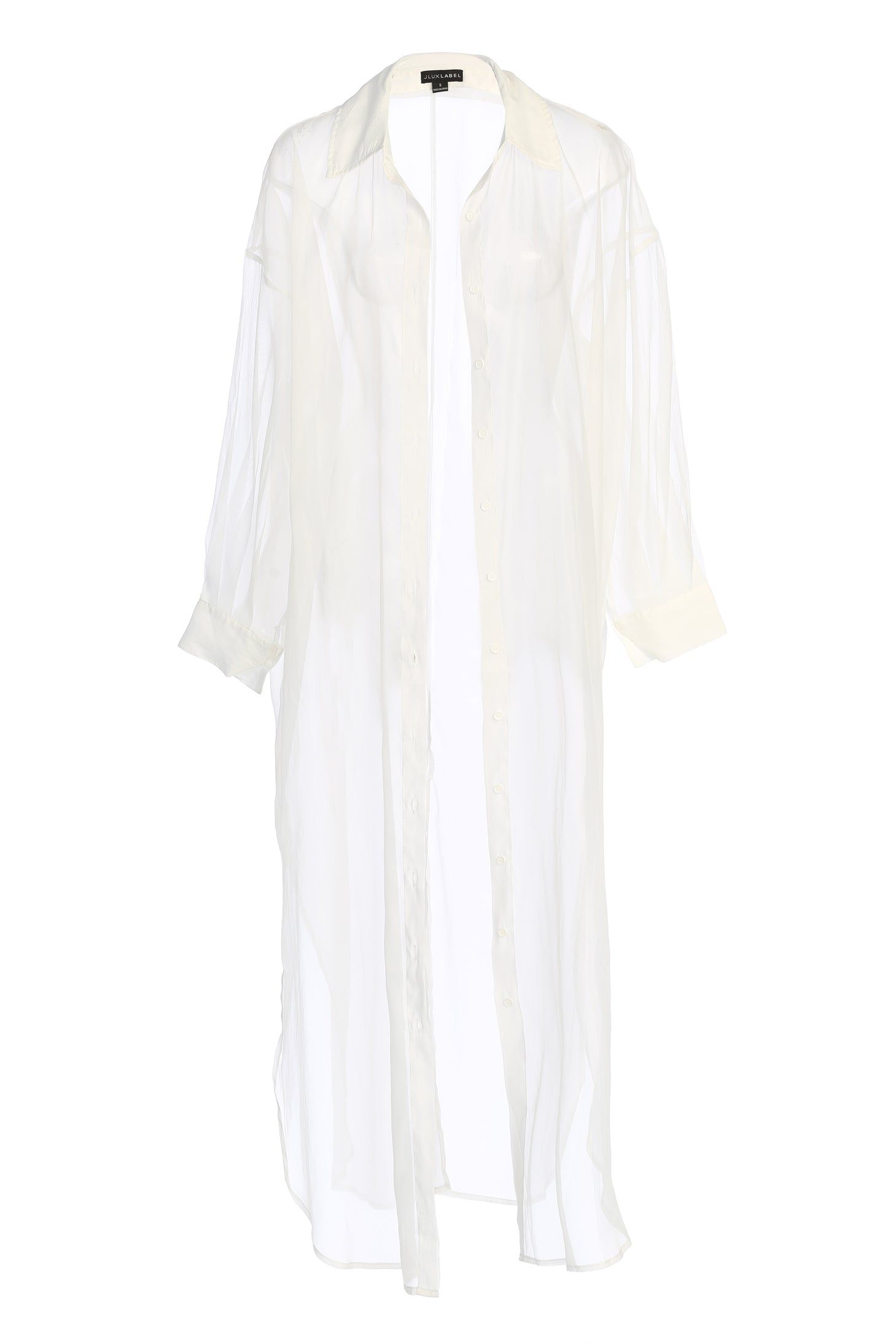 White Lia Button Front Shirt Dress sold by JLUXLABEL product image thumbnail 3