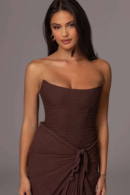 Chocolate Fenix Reversible Linen Corset sold by JLUXLABEL